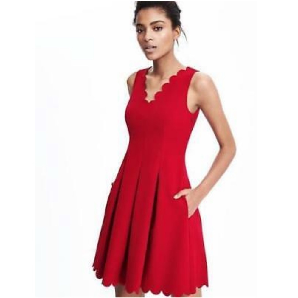 Banana Republic Red Scalloped Edge dress